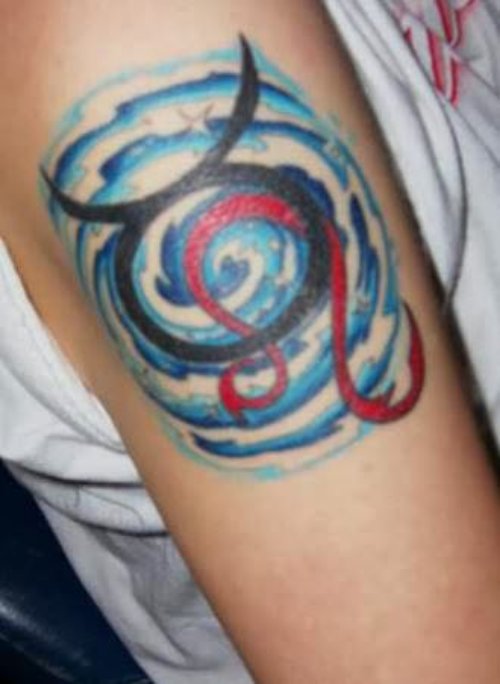 Coloured Bull Tattoo On arm