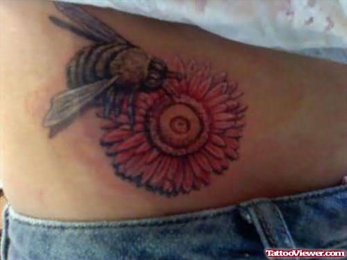 Gerbera Daisy And Bumble Bee Tattoo
