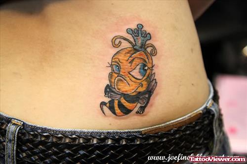 Cute Bumblebee Tattoo On Lower Back