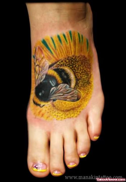Bumble Bee on Sunflower Tattoo