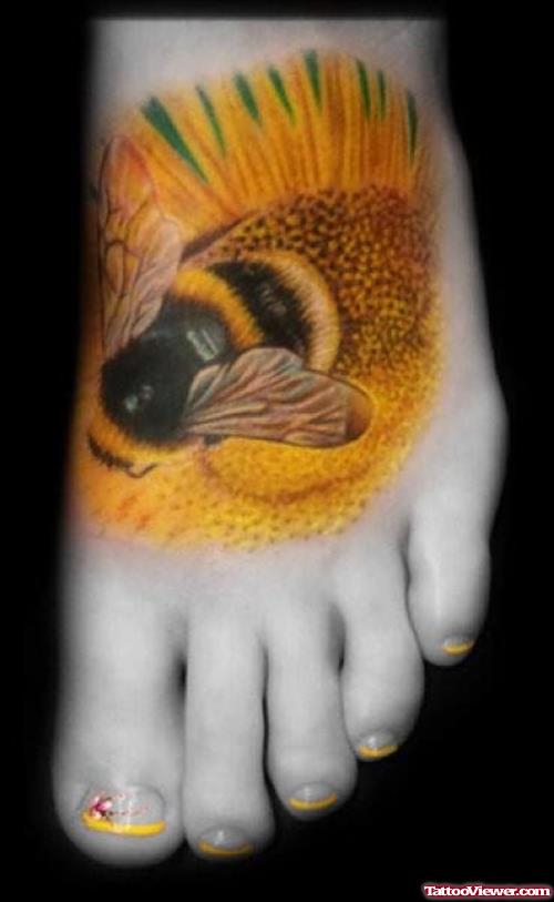 Bumble Bee Tattoo On Foot