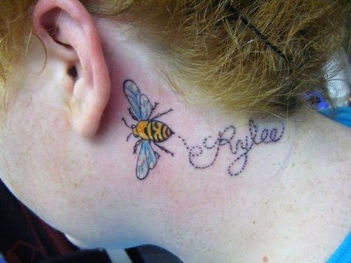 Bumblebee Tattoos On Back Ear