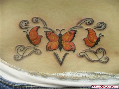 Flying Butterflies Butterfly Tattoo On Lowerback