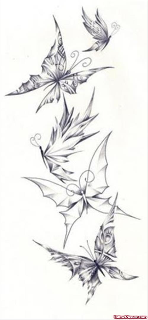 Flying Butterflies Tattoos Design