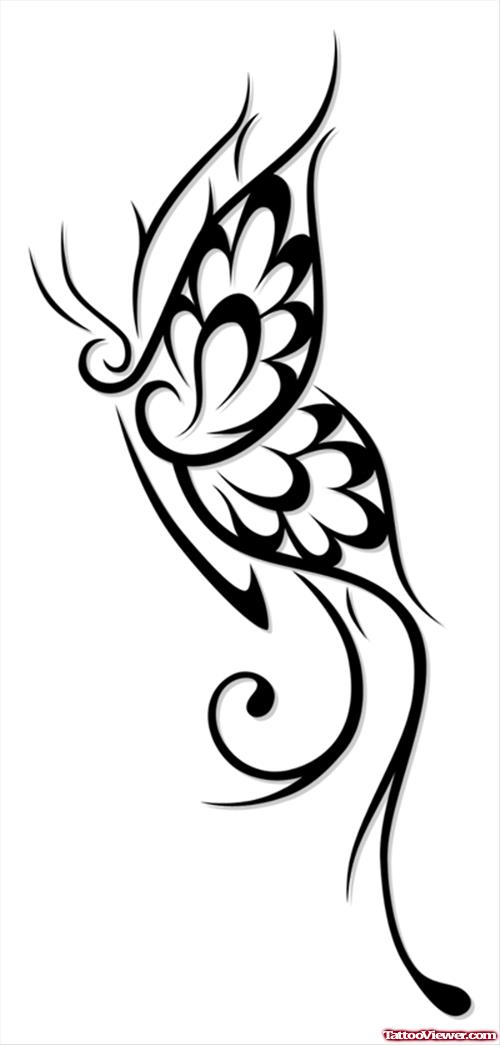 Beautiful Black Tribal Butterfly Tattoo Design
