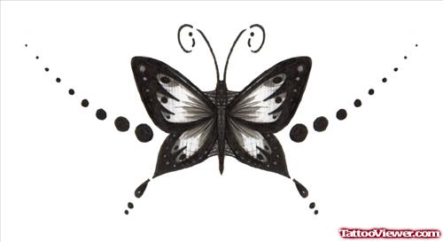 Awesome Black Ink Butterfly Tattoo Design