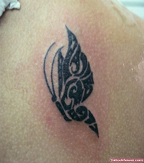 Tribal Black Ink Butterfly Tattoo