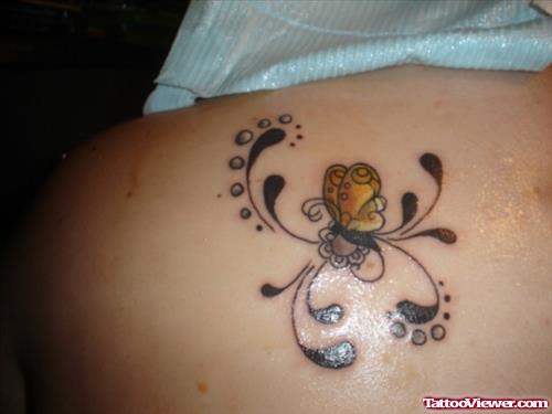 Butterfly Tattoo On Left Back Shoulder