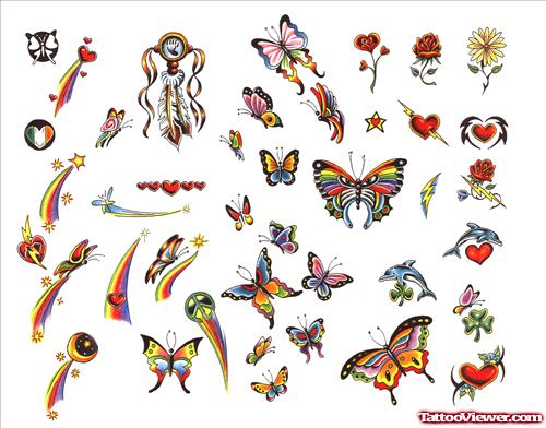 Small Colored Butterfly Tattoos Designs