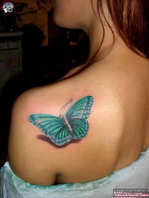 Left Back Shoulder Butterfly 3D Tattoo