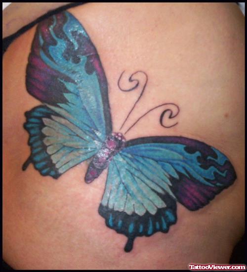 Blue ink Butterfly Tattoo