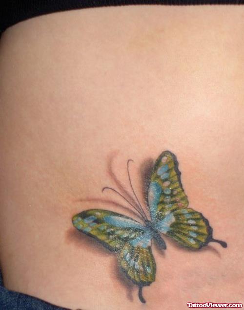 Awesome Colored 3D Butterfly Tattoo