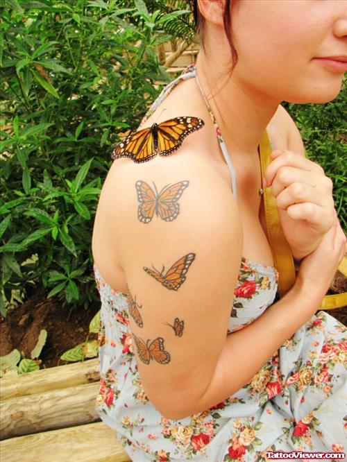 Beautiful Butterflies Color Ink Half Sleeve Tattoo