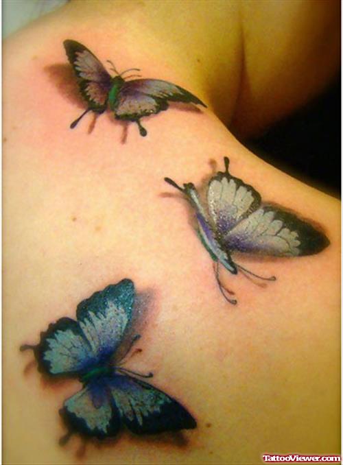 Right Back SHoulder Butterfly Tattoos