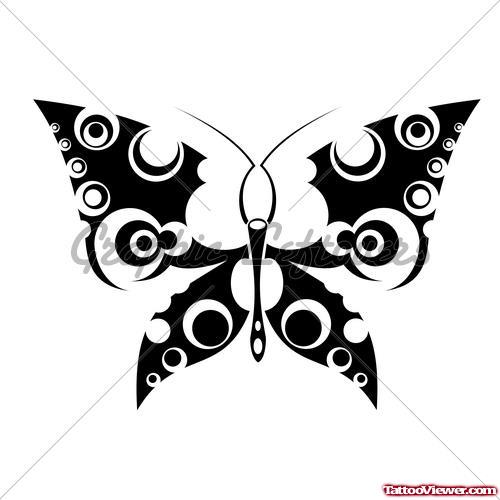 Butterfly Black Ink Tattoo Design