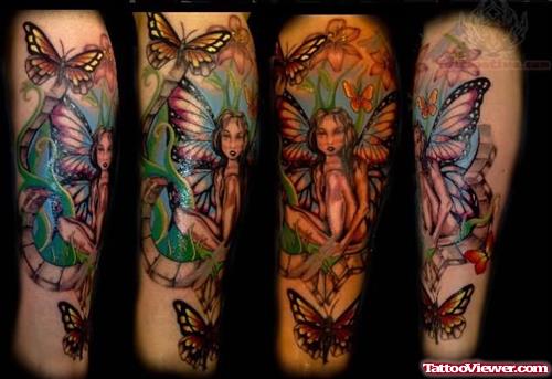 Butterfly And Fairy Tattoo