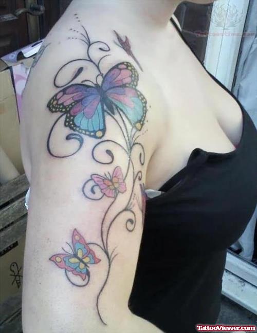 Beautiful color Ink Butterflies Tattoos