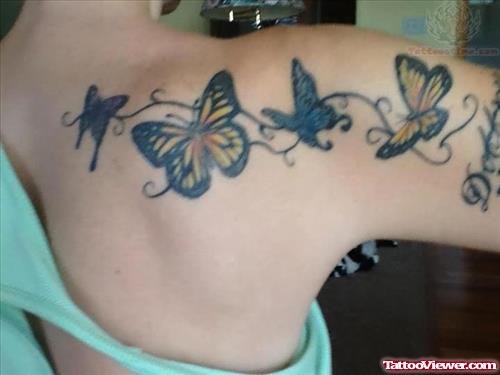 Right shoulder Butterflies Tattoos