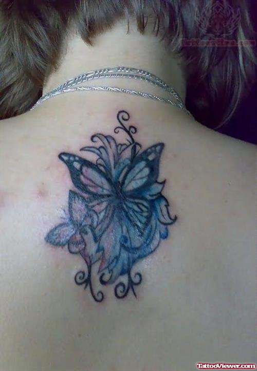 Butterflies Tattoos On Upperback