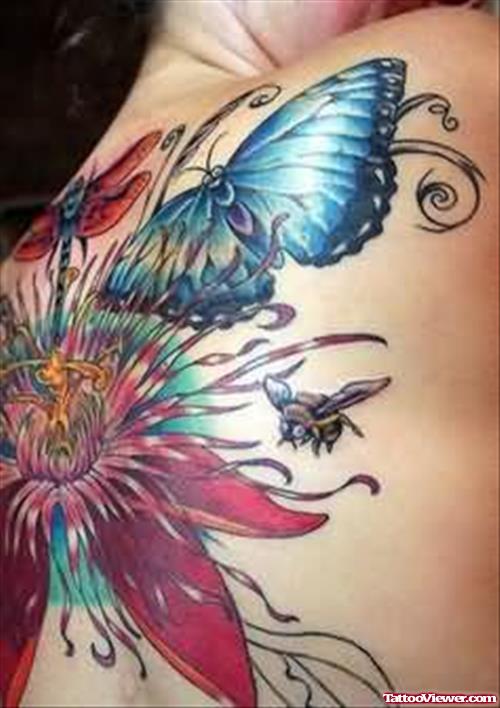 Terrific Colourful Butterfly Tattoo