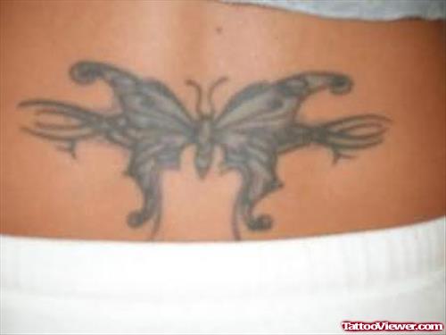 Elegant Butterfly Tattoo On Lower Back