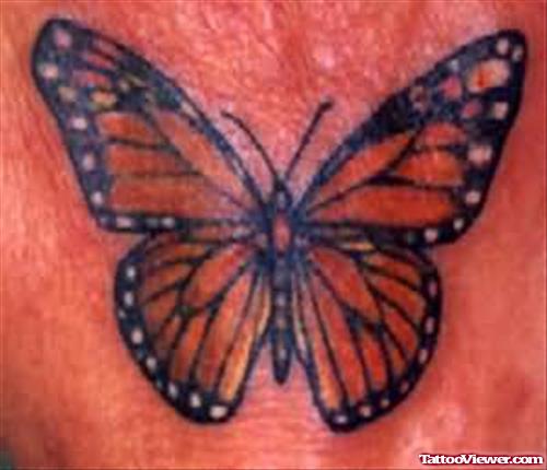 Shining Red Butterfly Tattoo