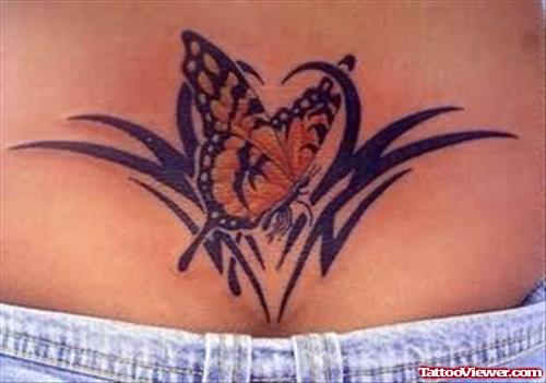 Amazing Butterfly Tattoo On Lower Waist