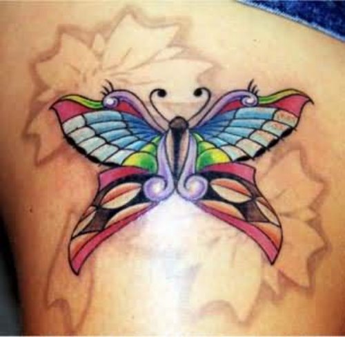 Cute Colourful Butterfly Tattoo