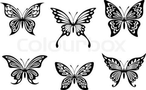 Grey Ink Butterflies Tattoo Design