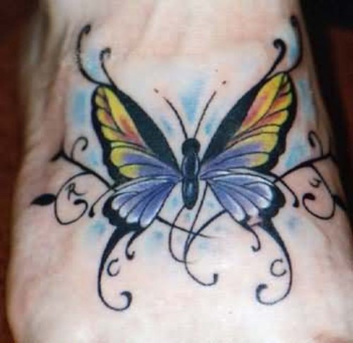 Nice Colourful Butterfly Tattoo