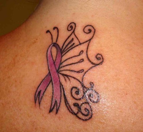 Ribbon Butterfly Tattoo