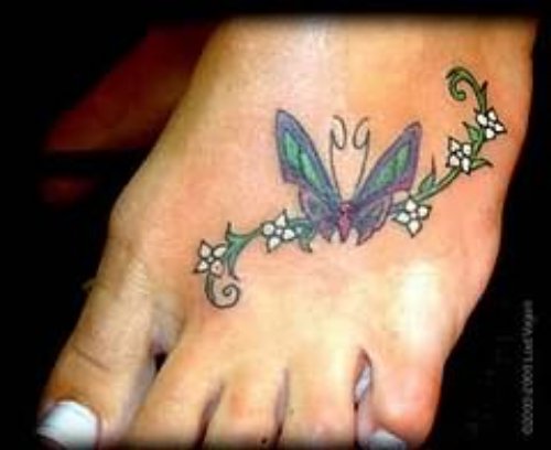 Small Cute Butterfly Tattoo On Foot