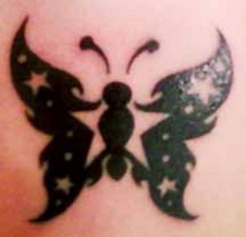 Beautiful Black Ink Butterfly Tattoo
