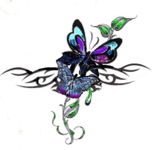 New Tribal And Butterflies Tattoos Design