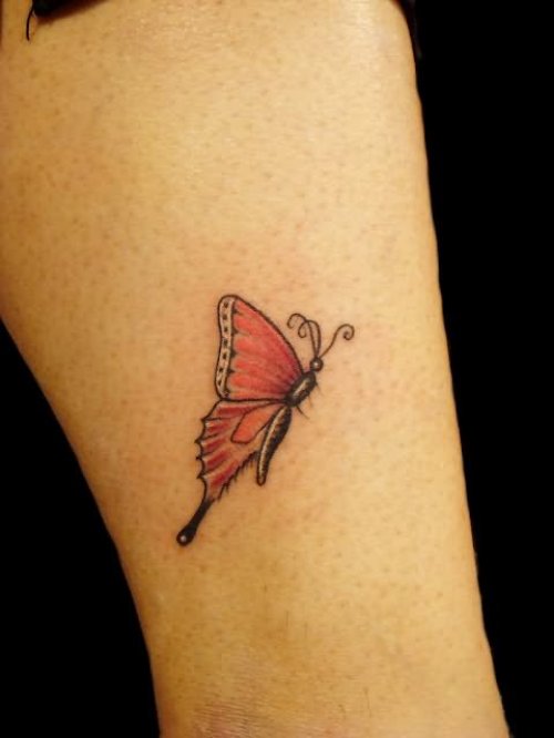 Small Butterfly Tattoo On Leg