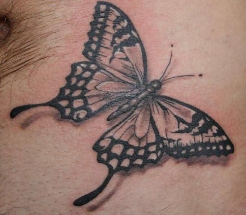 Black And White Butterfly Tattoo Design