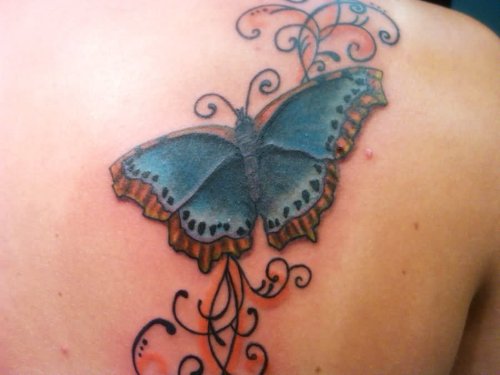 Mexican Butterfly Tattoo On Back Shoulder