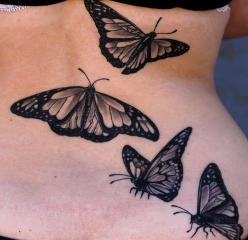Black And grey Butterflies Tattoo