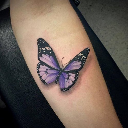 3d Black And Purple On Forearm