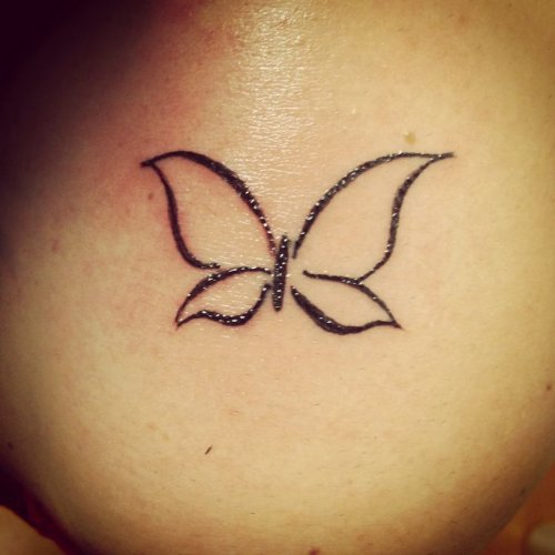 Black Henna Outline Butterfly Tattoo