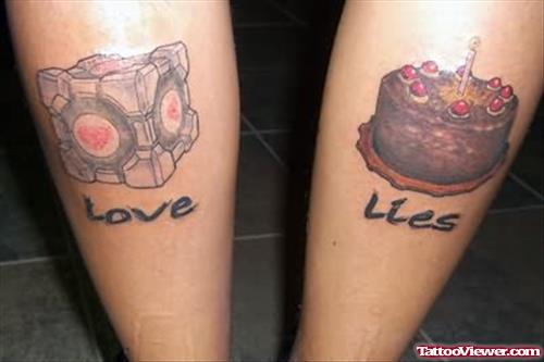 Love Lies Cake Tattoo