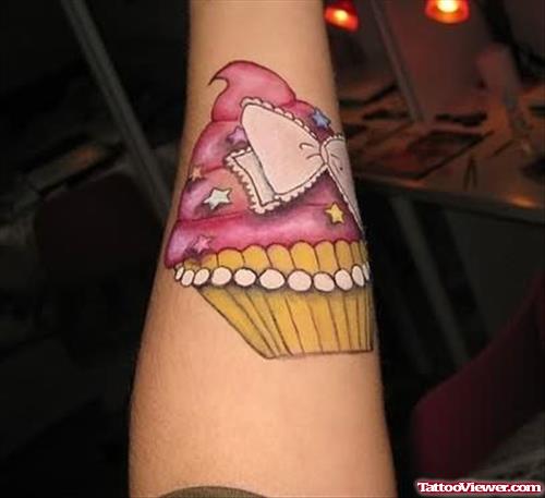 Strawbery Cup Cake Tattoo