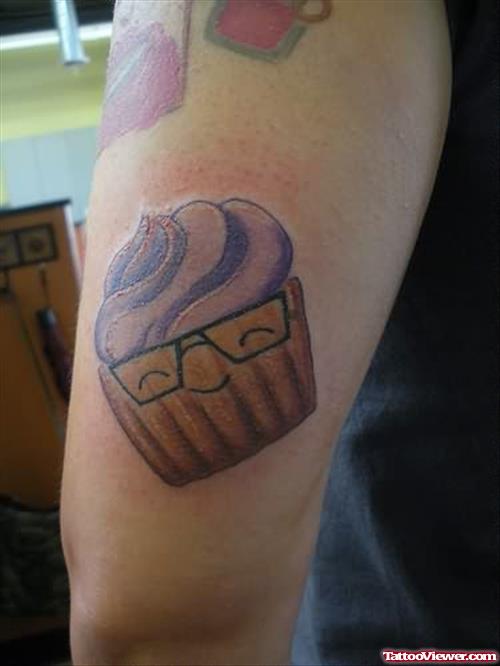 Choco Cake Tattoo On Bicep