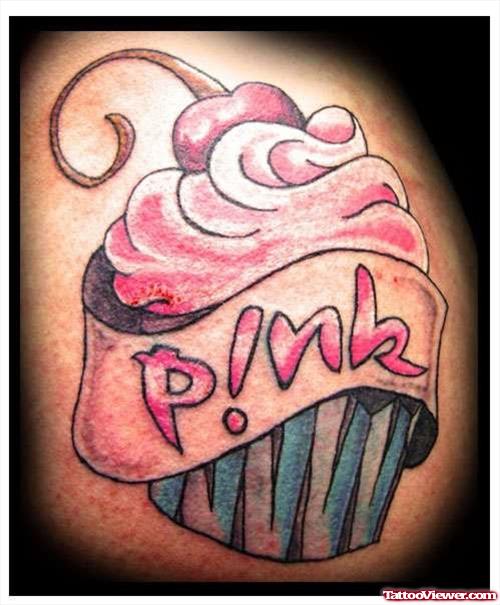Pink Cup Cake Tattoo