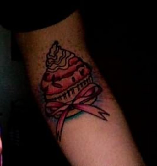 Cup Cake Tattoo On Arm Joint
