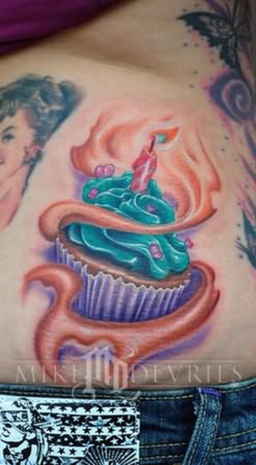 Trendy Cake Tattoo On Waist