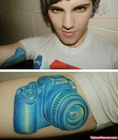 Blue Camera Tattoo