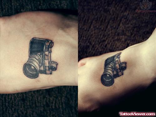 Video Camera Tattoo On Foot