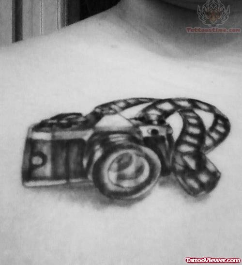 Black Camera Tattoo On Front
