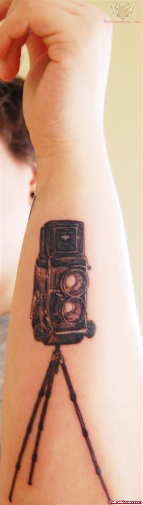 Video Camera Tattoo On Arm